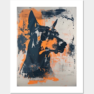 Dobermann grunge portrait Posters and Art